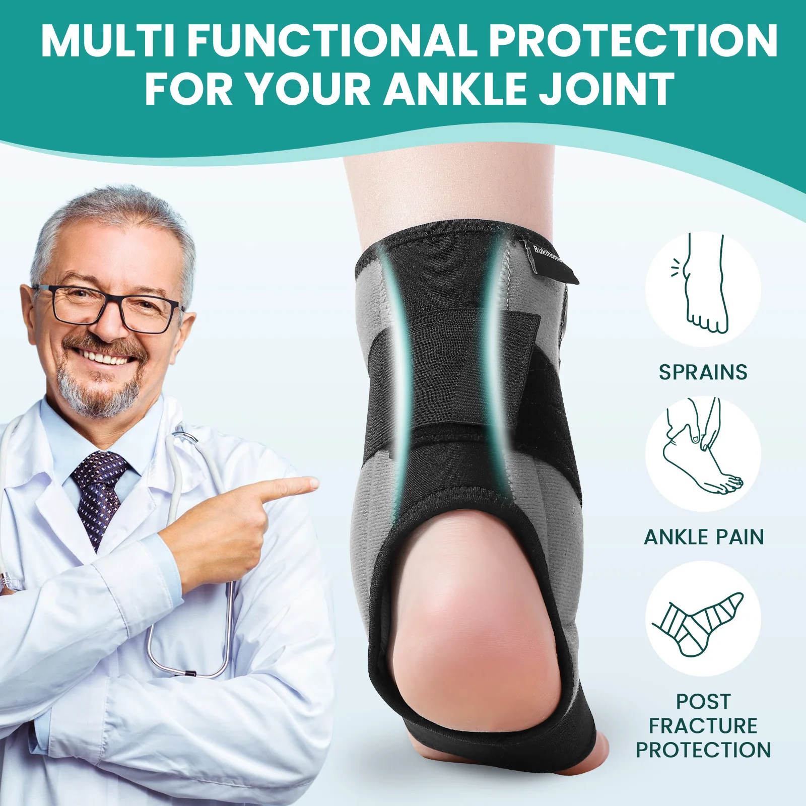 

1Pc Adjustable Ankle Brace Plantar Fasciitis Protector Foot Support Plantar Fasciitis Arch Foot Pain Achilles Tendon Drop Brace