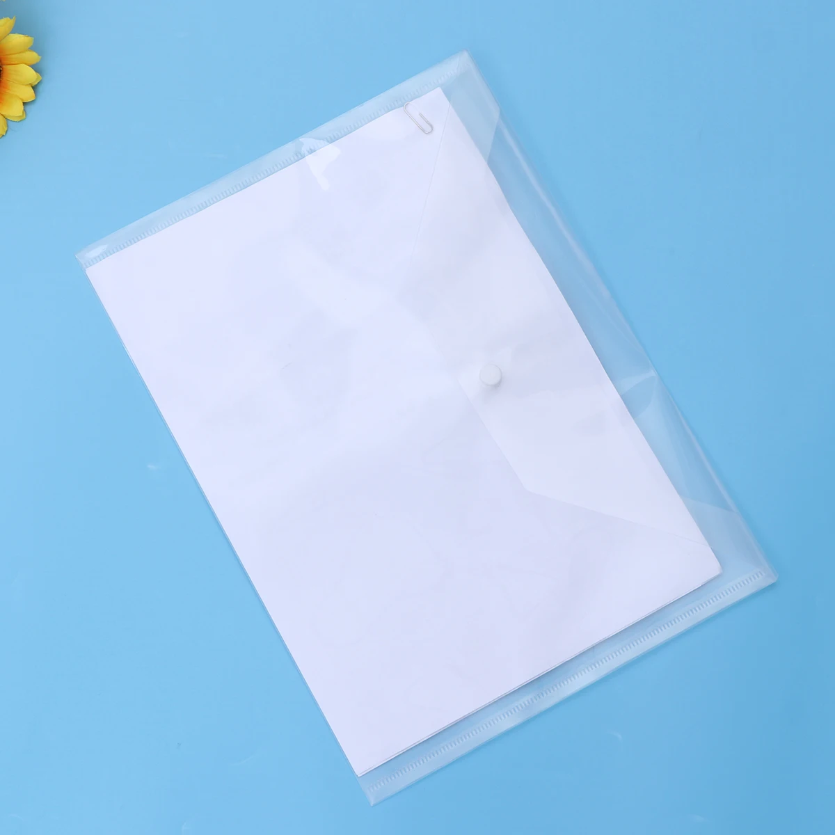 

20Pcs A4 Plastic Document Folder Transparent File Envelope Snap Button Secure Document Organizer Paper File Holder