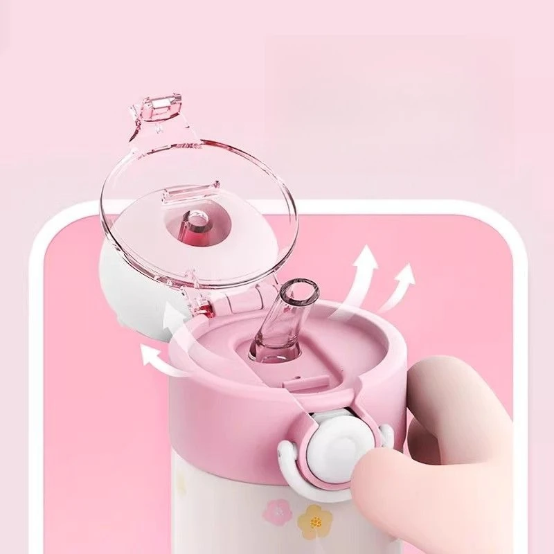 Anime Cartoon Kawaii Chiikawa Hachiware Thermos Cup Good Looks Straw Student Go To School Dedicated Stainless Steel Good Sealing