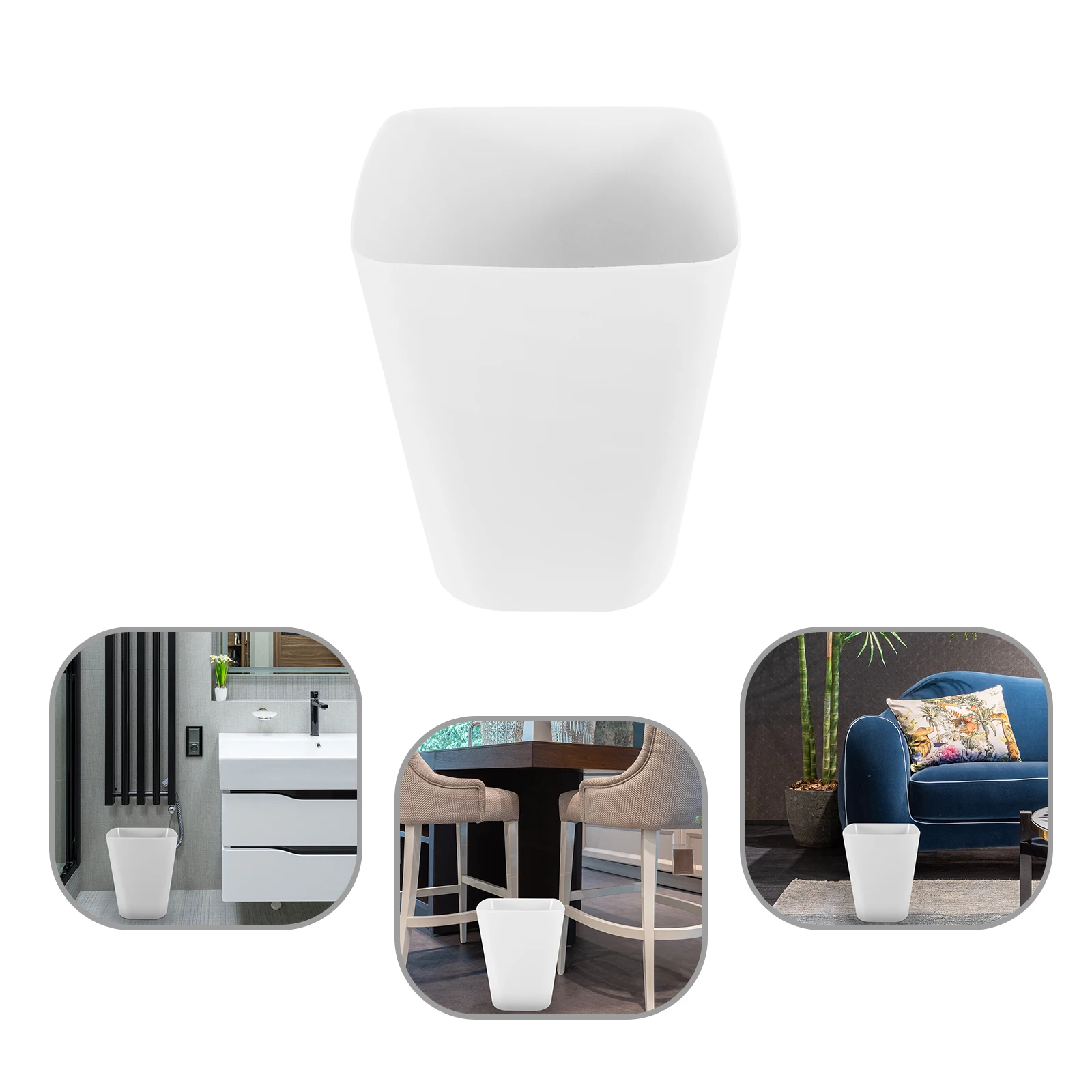 

Square Trash Can Outdoor Bathroom Garbage Open Type Waste Paper Basket Plastic Small Wastebasket Desktop Office for Bedroom