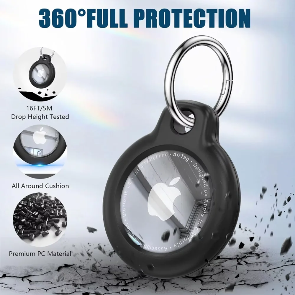 Cover for Apple Airtag Case with Keychain Hard PC Anti-scratch Sleeve for Keychain Luggage GPS tracker Accessories AirTag Holde
