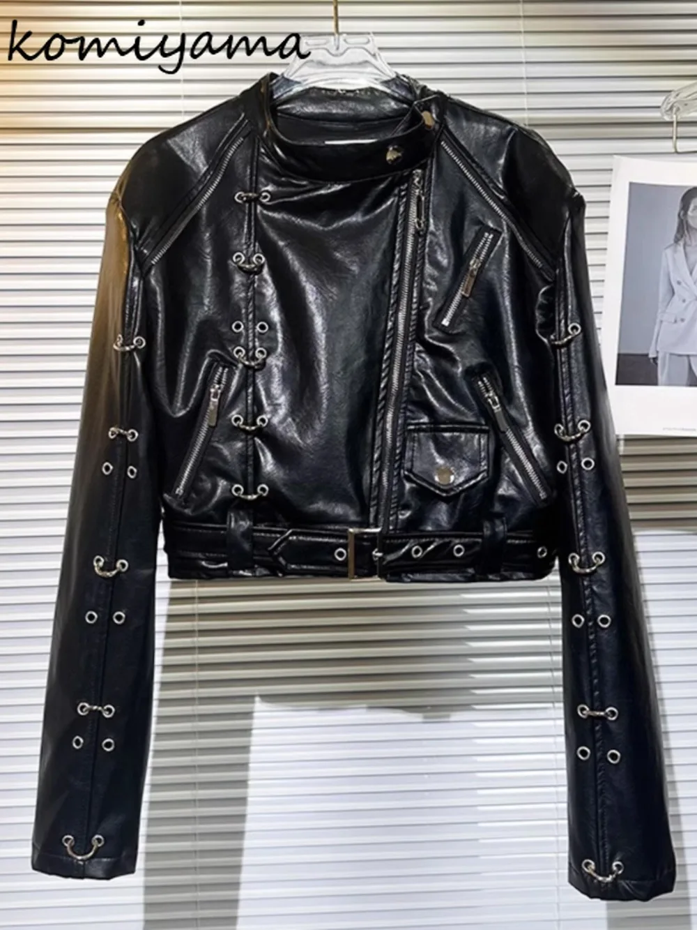 

Мотоциклетная куртка с заклепками и ногтями Chaquetas De Mujer 2024, женские куртки из искусственной кожи, осенняя верхняя одежда на молнии для девочек Casaco Spicy Girl