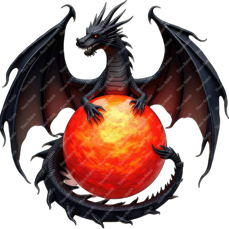 Three Ratels Q105 Black Dragon Catches Fireball Art Wall Stickers for Home Decoration IPDA decals Car stickers Waterproof