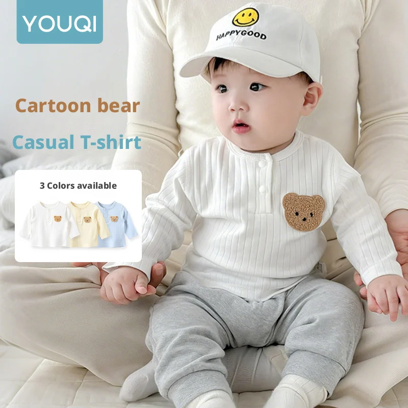 

【Youqi】Chinese Baby Tops for 0-2 Year Olds, Long-Sleeved Warm Autumn Clothes for Boys and Girls, Base Layer Shirts for Infants