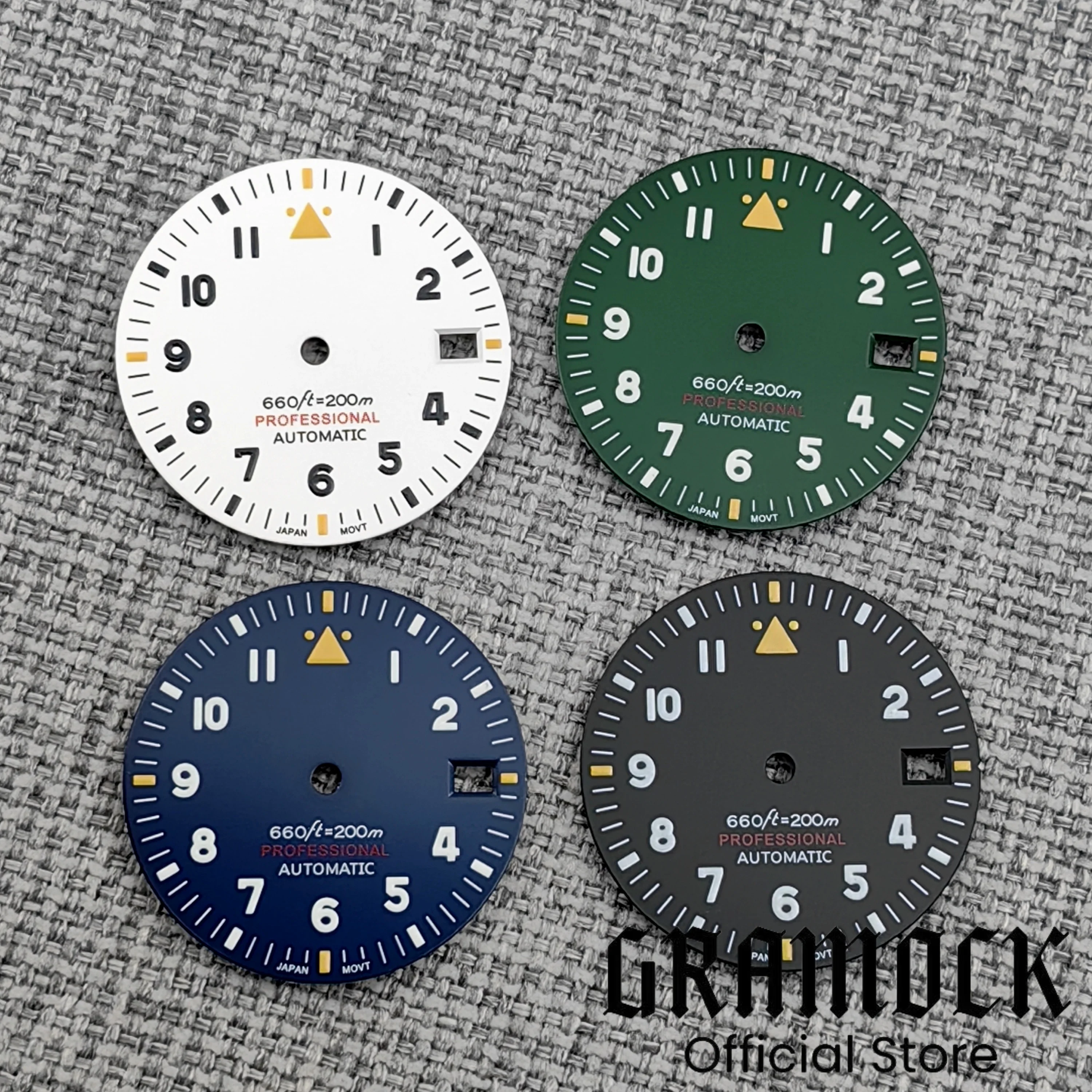 Gramock New 2025 29mm Green Blue White Black Pilot Style Watch Dial C3 Green Luminous Fit NH PT MZ Movement Watch Parts for Mod