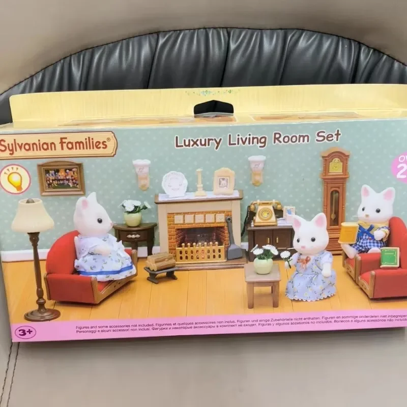 Sylvanian Families Toys Girl Toy Kitchens Authentic Ternurines Red Sofa Fireplace Retro Living Room Out of Print Living Room Set