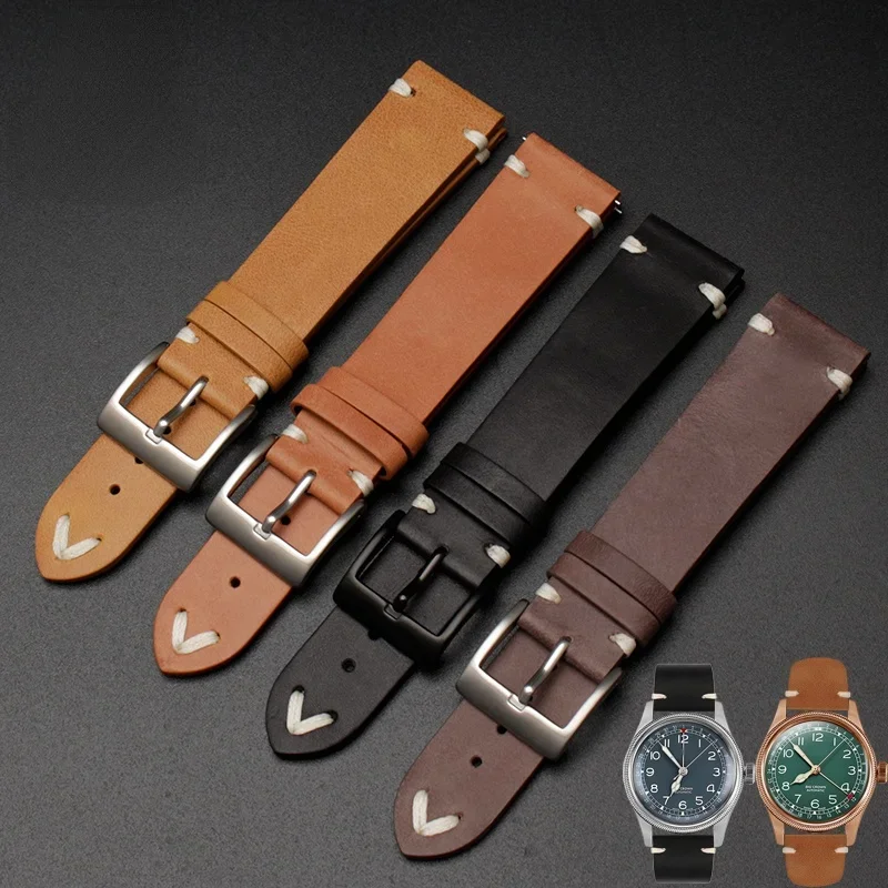 Genuine Leather Watch Strap for Oris 65 Diving Series Copper Ring Large Crown Soft Comfortable Watchband Accessories 20mm 22mm