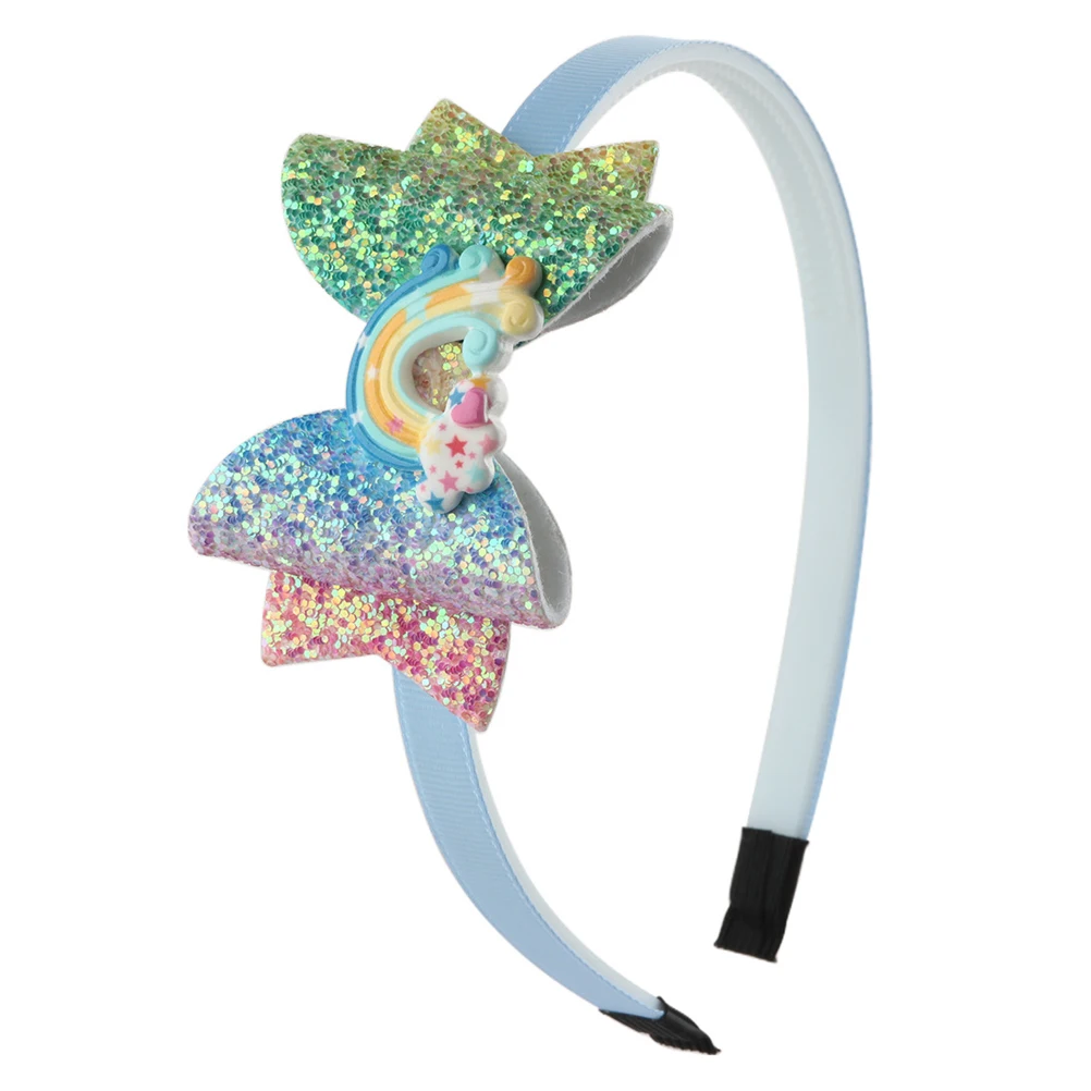 

3 Pcs Bow Headband Turban Hair Hoops Decorative Princess Gradient Headdress Rainbow Headwrap Accessories