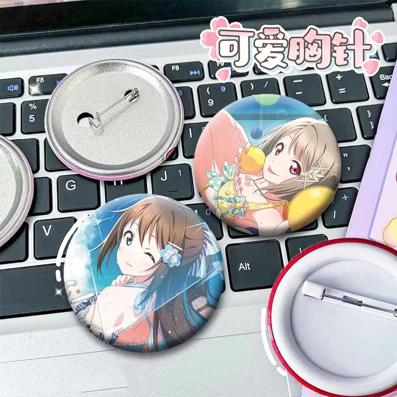 Love Live Sunshine Anime Badge Kawaii Cartoon Girl Hanamaru Dia Yoshiko Riko Ohara Mari Kanan Brooch Pins Hat Bag Accessories