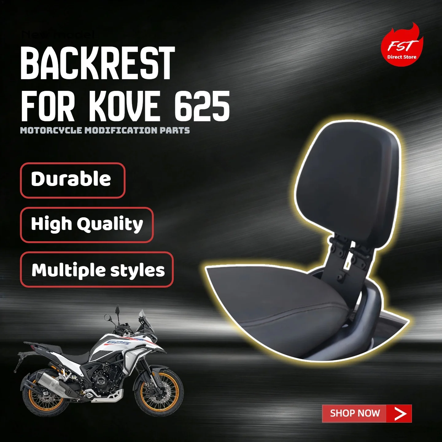 For Kove 625 foldable rear handrail & foldable rear backrest modification accessories