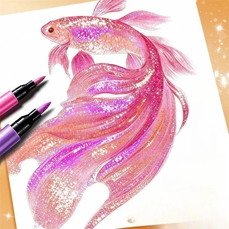 Glitter Acrylic Marker Pen Set 48 60 80 Colors Opaque Waterproof Art Supplies for Kids Students Drawing Coloring