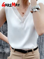 Women's Black Blouses Summer Elegant Tunic Vintage Office Satin Silk Blouse Basic Chiffon Tops Shirt 2025 For Women - Image 4