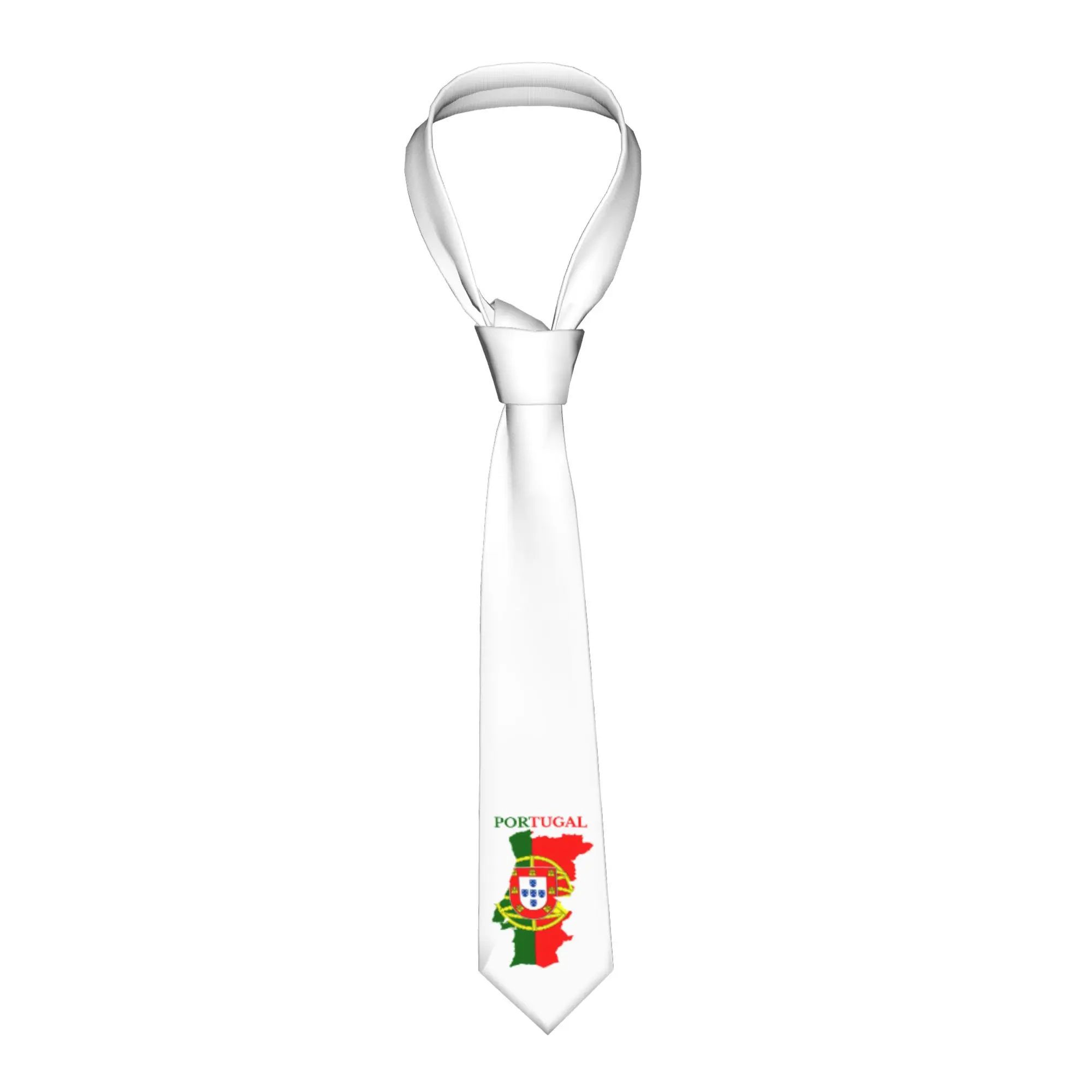 Portugal Flag Map Tie for Men Fashion Portuguese Lovers Silk Office Necktie
