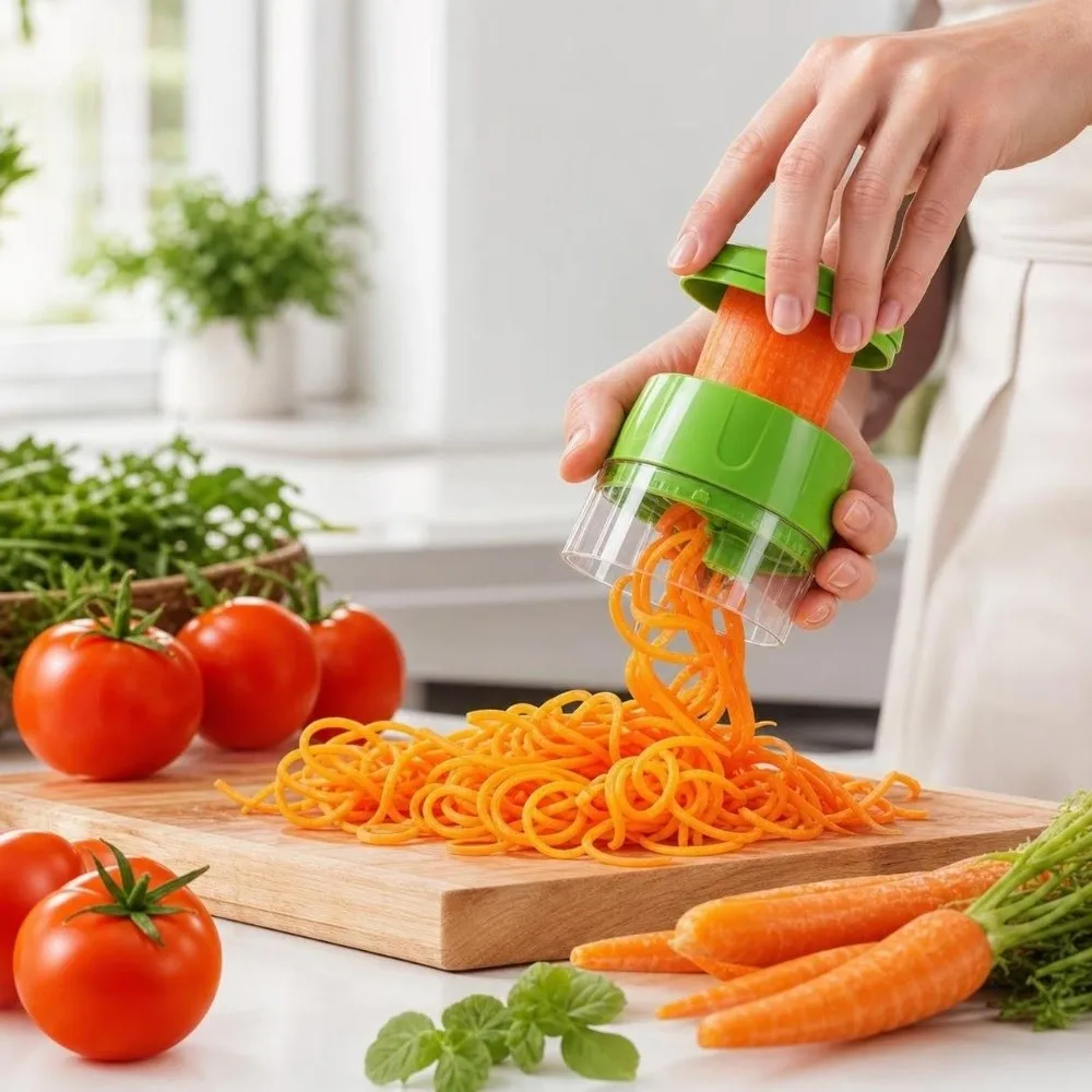 Innovative Adjustable Vegetable Slicer Multifunctional Easy To Clean Food Spiralizer Handheld Fruit Spiral Slicer Kitchen Use
