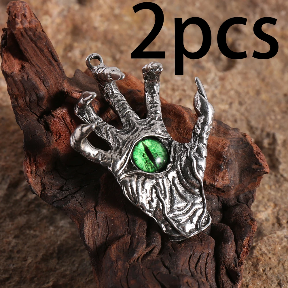 2 Pieces of Green-Eyed Claw-Shaped Handmade Small Accessories, with a Vintage Texture and Unique Design, Suitable for DIY Bracelets, Necklaces, and Earrings, and as Handmade Beaded Decorative Accessories