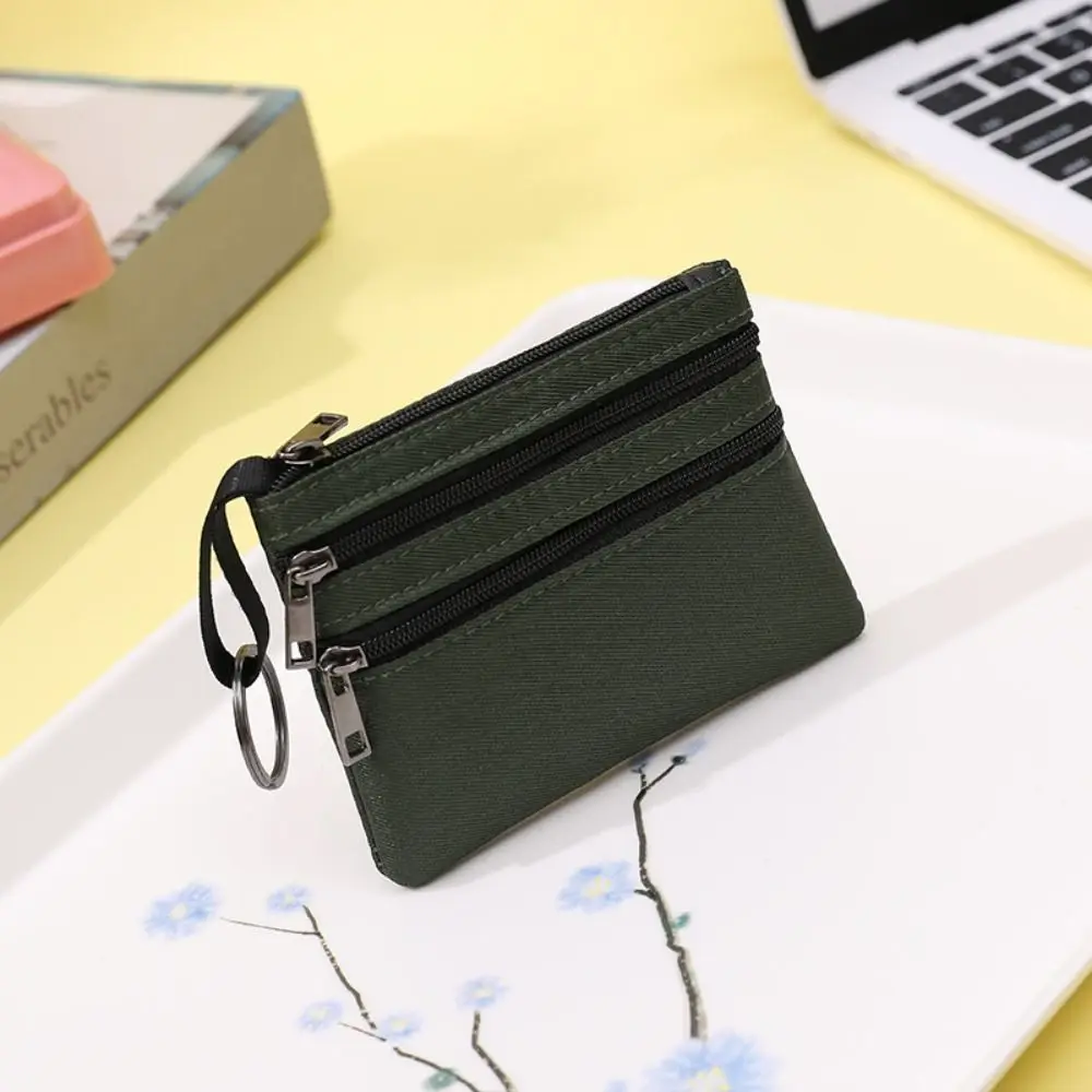 

High Quality Canvas Wallet Zipper 3-layer Card Holder Mini Purse Women Girls