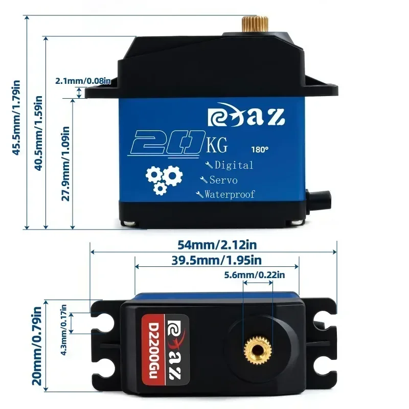 Servo étanche 20Kg 25Kg 30Kg 35Kg, engrenage métallique haute vitesse, Servo numérique RC pour camion et Robot 1/8 1/10 SCX10, pièces de mise à niveau