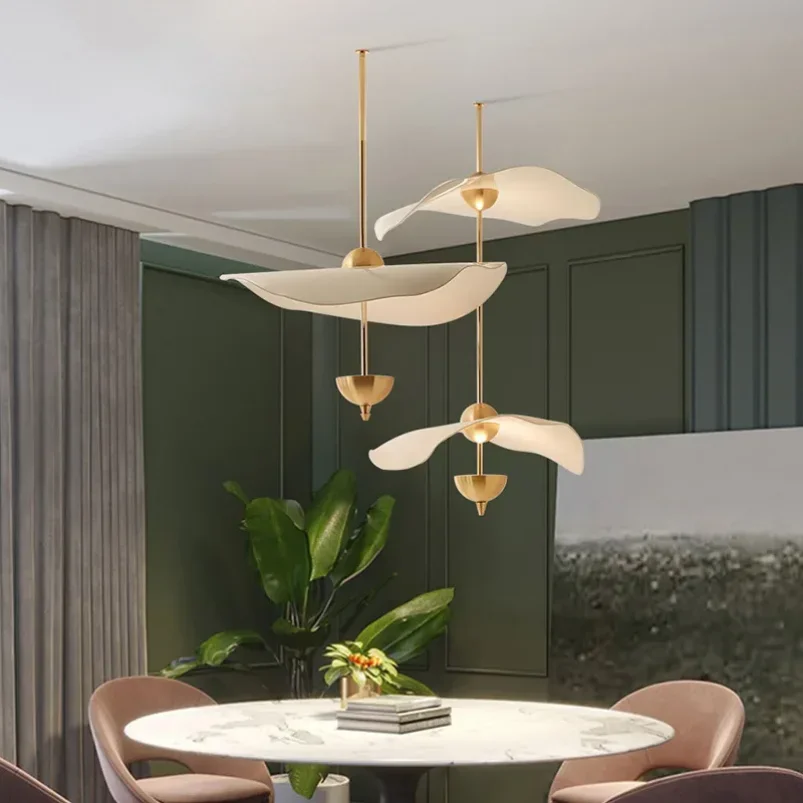 

2025 Modern LED Pendant Lamp Art Lotus Leaf Pendant Light For Staircase Living Room Hotel Decor Luxury Dining Table Hanging Lamp