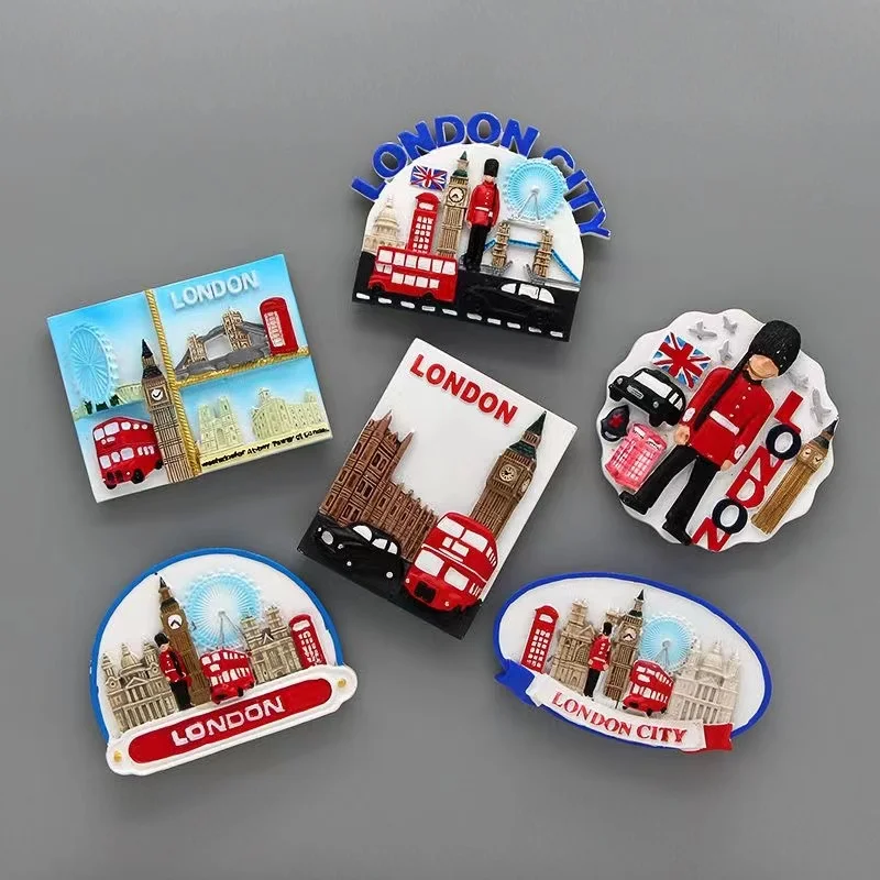 Aimants de réfrigérateur 3D Souvenir de voyage britannique, Bus de londres, soldat Big Ben, autocollants magnétiques, décor de réfrigérateur, cadeaux de voyage