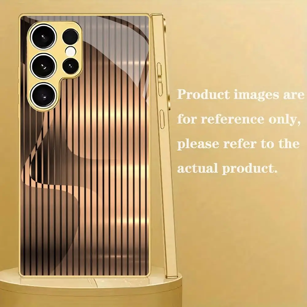 Luxury Champagne Gold Stripe Phone case for Samsung GalaxyS26 25 24 23 22 21 20Plus Ultra FE anti-drop Anti-Scratch back cover