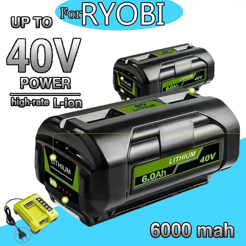 for Ryobi 6.0Ah 40V Li-Ion Rechargeable Battery 40V Cordless Power Tools Battery OP4040  OP40501 OP4050 OP4060A RY40502 RY40200