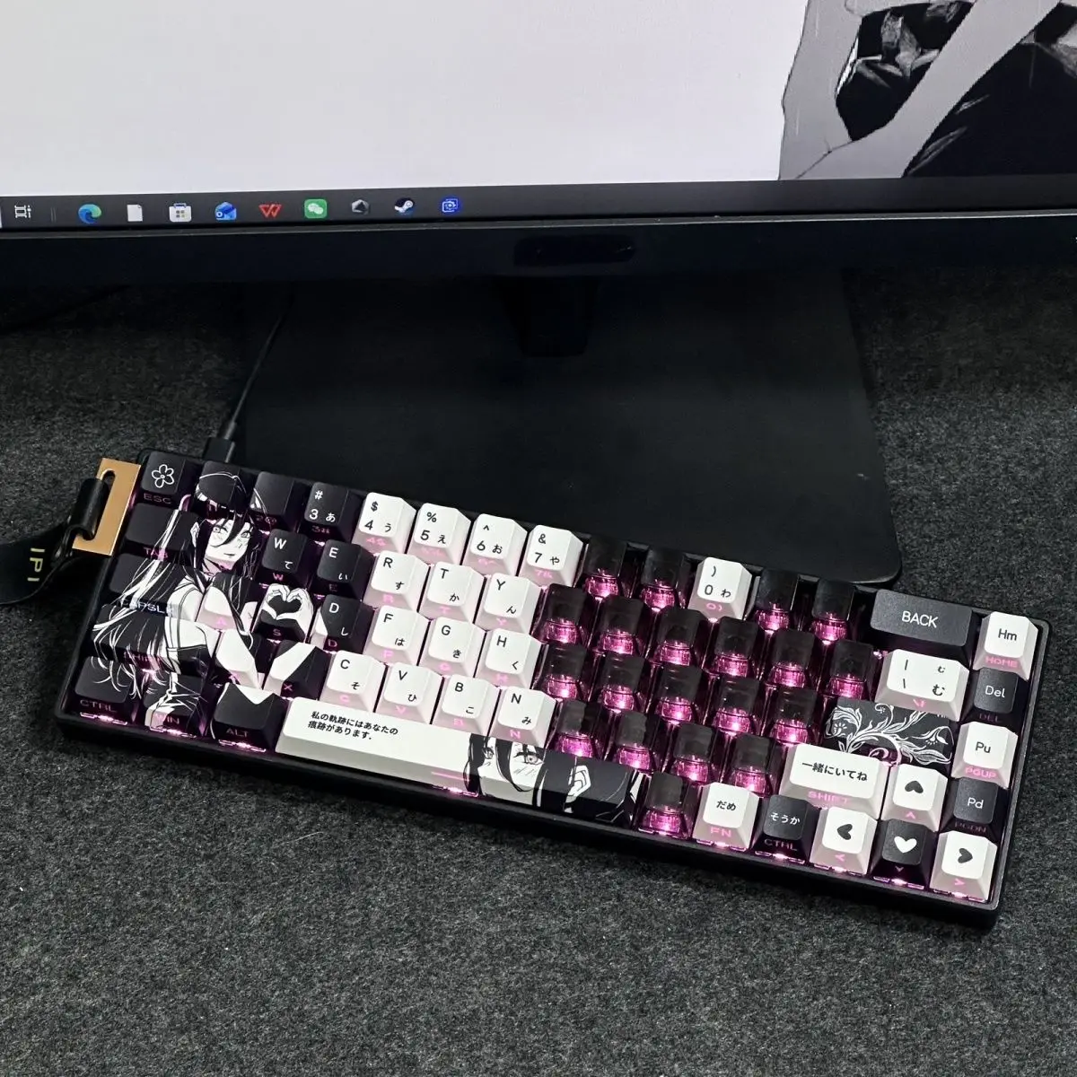 87 Keys Chainsaw Man Keycaps レゼ Reze Theme Keycap Translucent PBT DYE-Sub Cherry Profile Key Cap for Made68 Mad68 Wooting 60