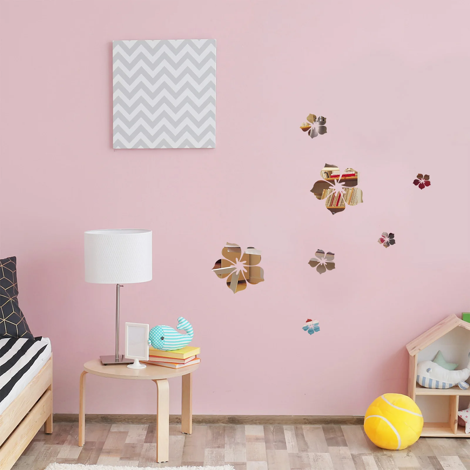

1Set 3D Wall Sticker Flower Mirror Decals Acrylic DIY Peel and Stick Wall Decor for Bedroom Living Room Bathroom Sticker