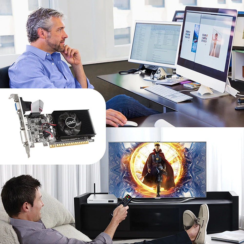 

GT210 1G Graphics Card with DVI VGA HDMI-Compatibe Port Video Card 64Bit DDR3 Gaming Graphics Card PIC Express2.0 for PC Gaming