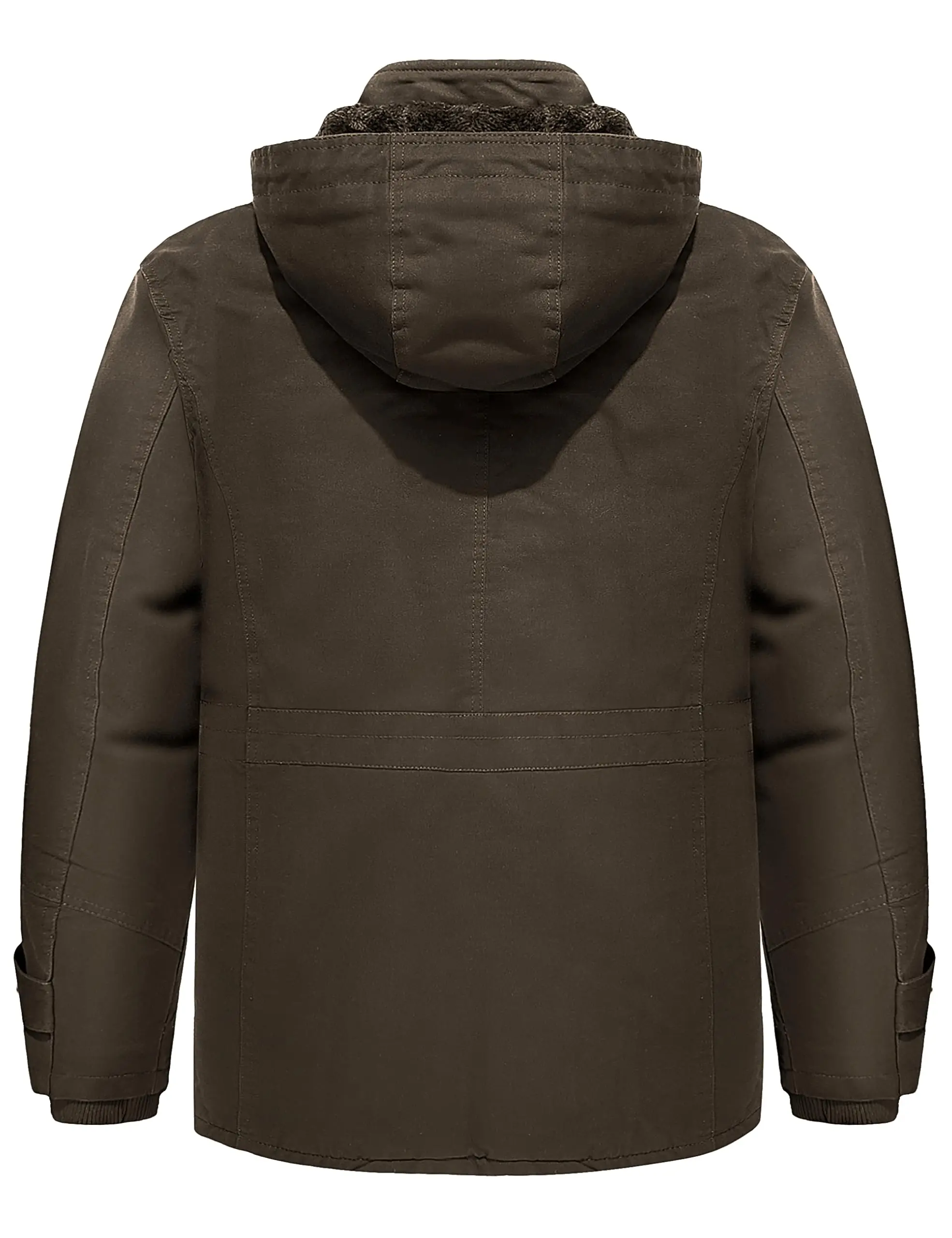 Men's Winter Jacket Fleece Lined Hooded Coat Warm Thick Windproof Military Cargo Jacket with Multiple Pockets