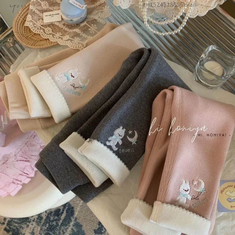 Mädchen-Fleece-Leggings, warm und bequem, dicke Kinderhosen, Winter-Fleece-Overall, süße, lässige, dicke Hosen für Kinder. – Detail 2