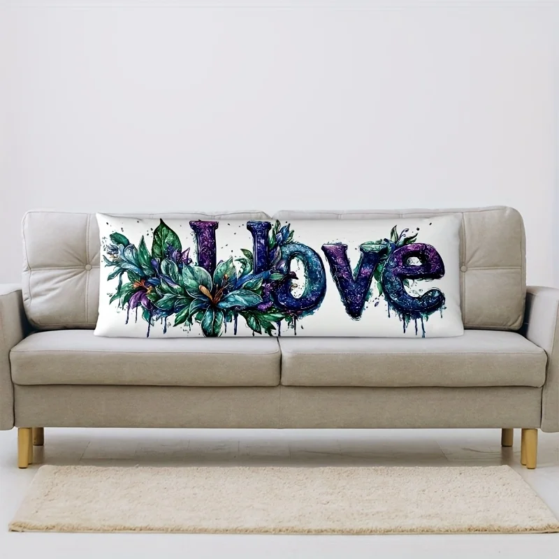 Pcs Vintage Carnival Lily Flower Long Pillowcase, Inches Decorative Cushion Cover with Zipper Closure, Hand Wash Polyester Sofa,