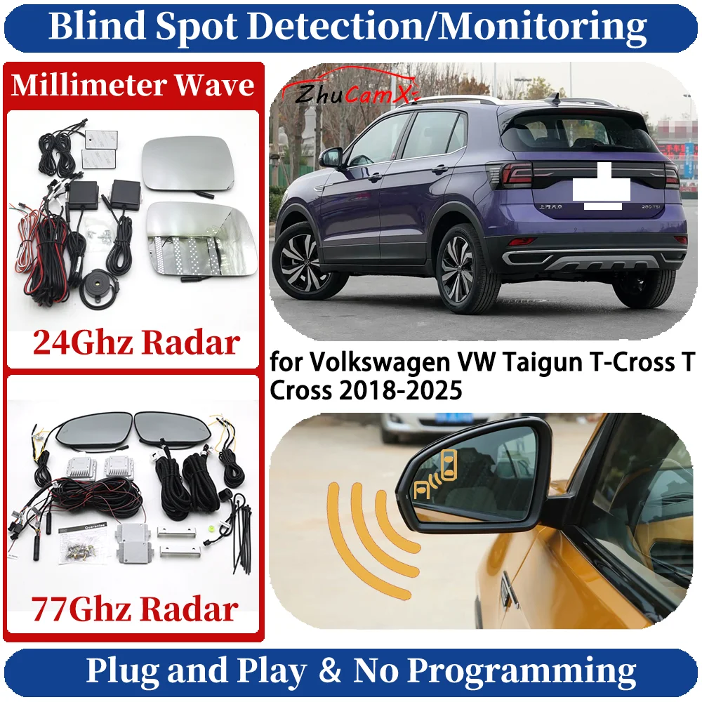 Blind Spot Monitoring/Detection System for Volkswagen VW Taigun T-Cross T Cross 2018-2026 Driving Side Lane Change Safe Assist