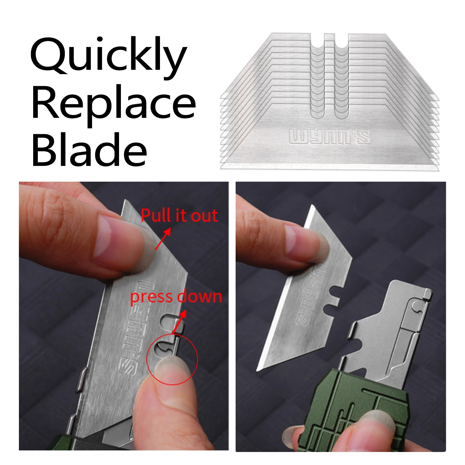 سكين أدوات من سبائك الألومنيوم، سكين جيب مع مشبك، سكاكين قطع الصناديق، سكين أدوات EDC خارجي، مع 10 شفرات من الفولاذ الكربوني #4