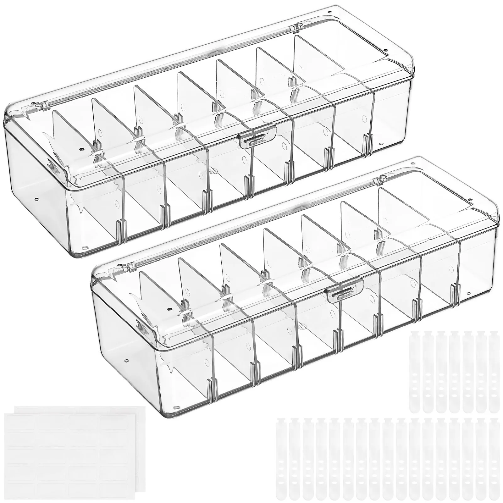 

2 pcs Data Cable Storage Box Transparent Cord Organizer Label Stickers Portable Wire Storage For Charging Cords Headphones Small