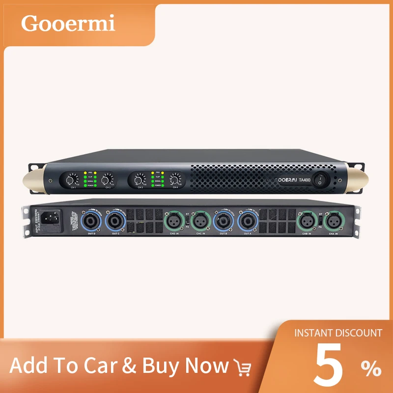 Gooermi penguat daya Digital 2 saluran, penguat Audio Subwoofer kualitas tinggi suara logam untuk panggung