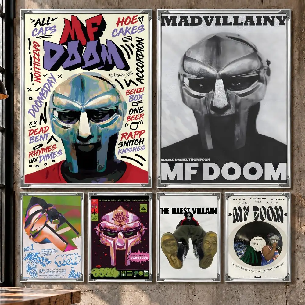 Music MF DOOM Underground Rap Legend Poster HD Self-Stick Wall Decor Bedroom Dorm Office Gaming Garage Bathroom Gift