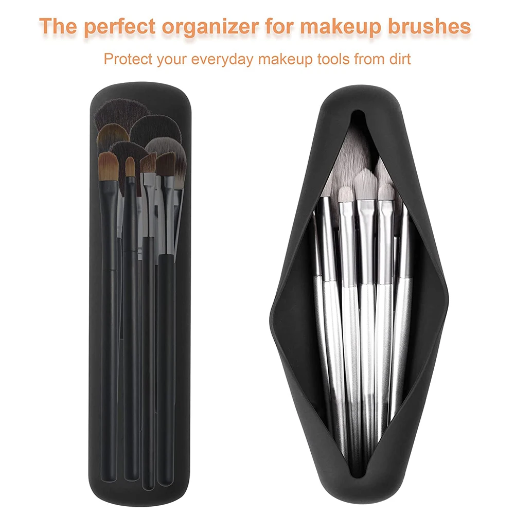 Makeup Brush Storage Bag Portable Silicone Cosmetic Holder Makeup Tool Organizer Travel Makeup Brush Holder Pencil Case