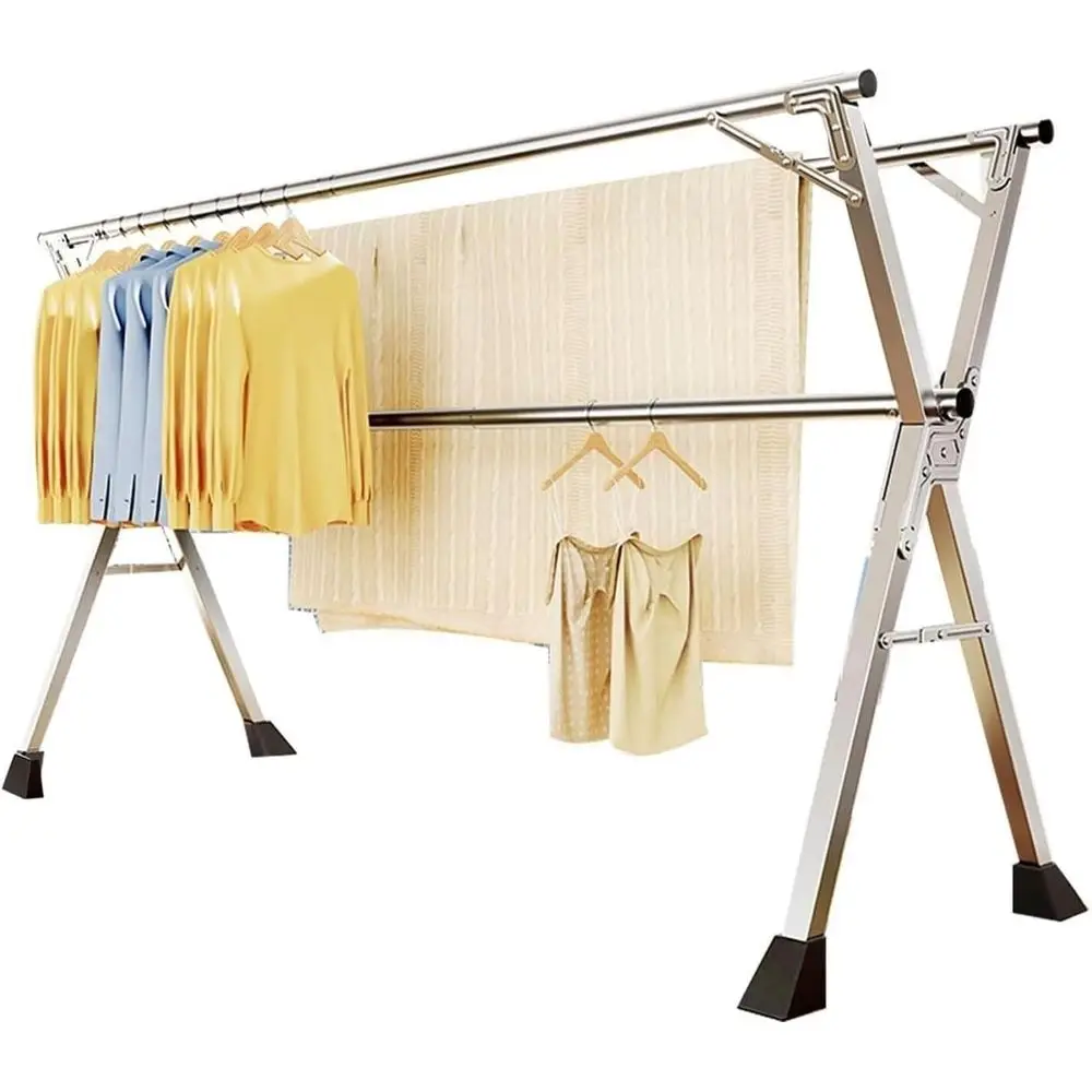 

Portable Stainless Steel Laundry Drying Rack, 240cm Collapsible Clothes Dryer Stand
