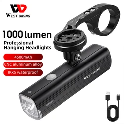 WEST BIKING Bicycle Headlight 1000LM High Brightness Bike Light IPX5 Waterproof Type-C Charging Cycling Hanging Light Flashlight