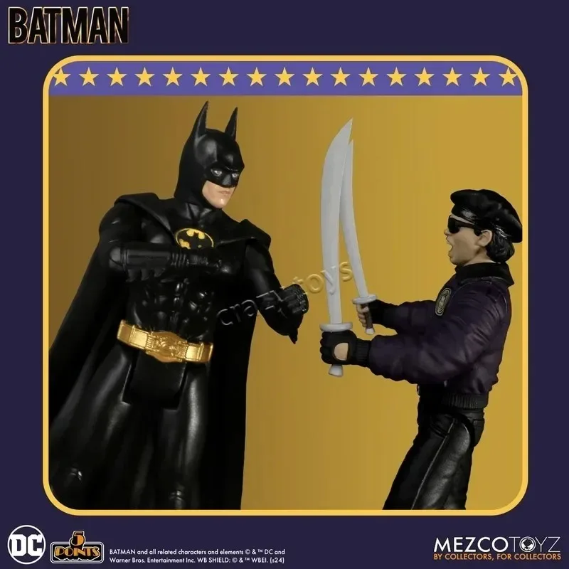 Set Deluxe de Batman 1989 con Batmóvil de Mezco 5 Points, Figuras de Acción Oficiales del Batman, Joker y Bob Goon, Juguete Coleccionable para Fans del Batman