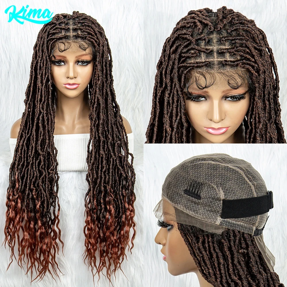 

KIMA Synthetic Braided Wigs for Black Women Full Lace Locs Braids Big Square Knotless Box Braids Wig With Baby Hair