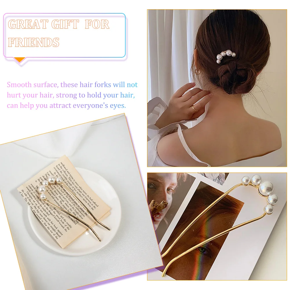 

4pcs Pins Forks Vintage Accessories for Women French Pin Hair Sticks U Shaped Bun Pins Antiqued Style Bridal Wedding Daily Wear