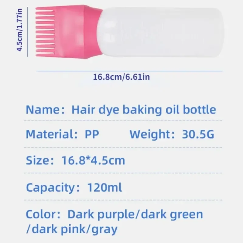 Hair Shampoo Bottle with Graduated Comb Teeth Salon Treatment Oil Perm Dye Bottle Dye Paste Color Plastic Dry Cleaning Bottle