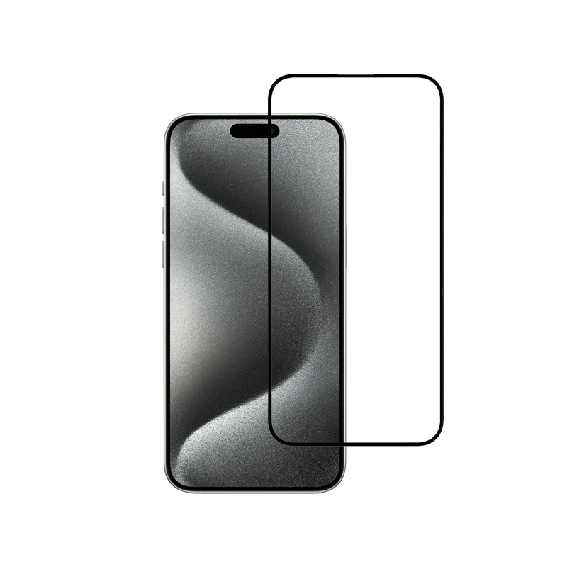 KZDOO Full Glass Film,Clear Full Coverage Tempered,Black Edge Curved,Screen Protector for iPhone15/15 Plus/15Pro/15 Pro Max