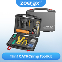 ZoeRax Network Tool Kit，RJ45 Crimp Tool kit Pass Through Crimper RJ45 Crimping Tool, Cable Tester, Punch Down Tool, Stripper