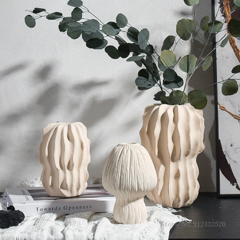 Creative Art Geometry Ceramic Vase, Nordic style, Household Dining Table Living Room Bedroom Study Decoracion, Flower Ware , 1Pc
