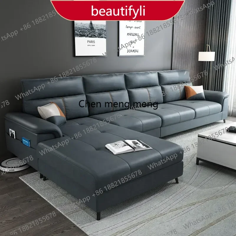 

01A Italian Technology Leather Living Room Sofa Modern Simple Boss Office Sofa Combination Office Furniture Sofy Do Salonu