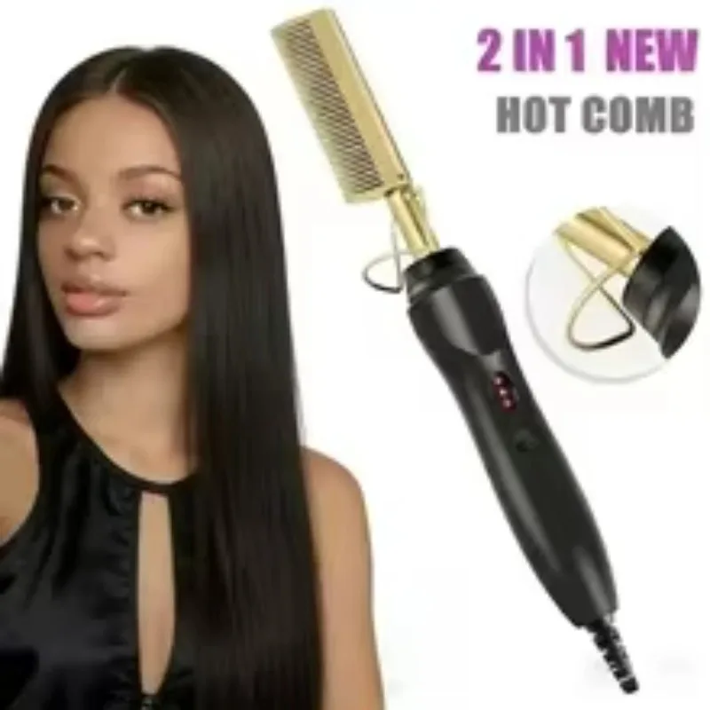 Electric Hot Heating Comb Hair Straightener Curler Flat Irons Wet Dry Hair Iron Straightening Brush Hair Styling Tools