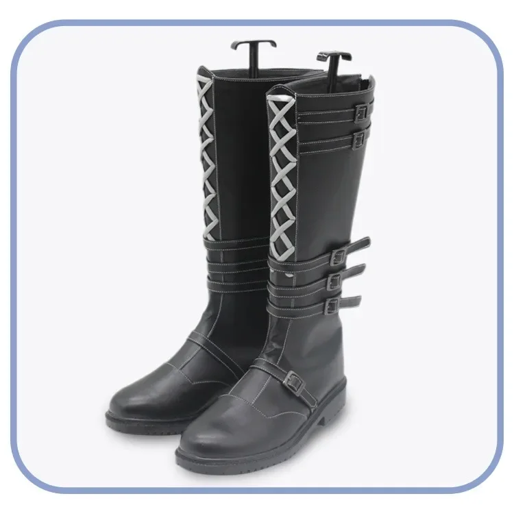 PJSK Asahina Mafuyu Cosplay Shoes Black Boots Big Size Halloween Carnival PU Shoes Game Accessories Cosplay Props Custom Made