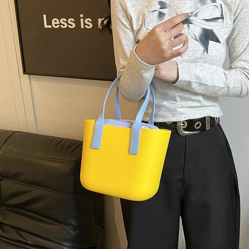 

Waterproof Summer Outdoor Macaron Colored Handbag Durable Lunch Box Bag Portable Bucket Style Women's Tote Bag for Daily Use